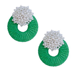 Mia Raffia Earrings | Green