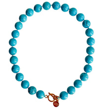 Cargar imagen en el visor de la galería, Turquoise Gemstone Knotted Necklace | 14mm