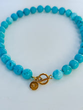 Cargar imagen en el visor de la galería, Turquoise Gemstone Knotted Necklace | 12mm