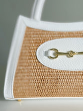 Charger l'image dans la galerie, Donatella Raffia & Leather Top Handle Handbag | White