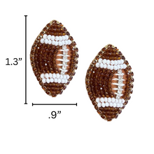 Load image into Gallery viewer, Brown Beaded GameDay Football Stud Earrings