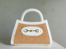 Charger l'image dans la galerie, Donatella Raffia & Leather Top Handle Handbag | White
