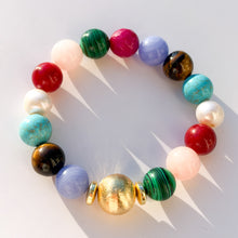 Load image into Gallery viewer, Multi Gemstone & Freshwater Pearl Beaded Stretch Bracelet