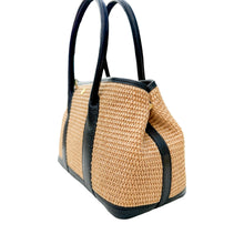 Load image into Gallery viewer, Amèlia Raffia and Leather Handbag | Black
