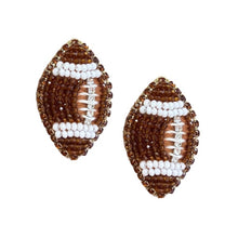 Load image into Gallery viewer, Brown Beaded GameDay Football Stud Earrings