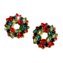 Load image into Gallery viewer, Pre- order | Holiday Wreath Earrings | Red & Green
