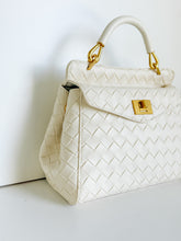 Load image into Gallery viewer, Alessa Woven Leather Top-Handle Bag | Ivory