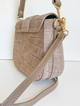 Load image into Gallery viewer, Carlotta Croc-Embossed Suede Saddle Bag | Taupe