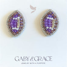 Load image into Gallery viewer, Purple/Lavender GameDay Football Dainty Stud Earrings