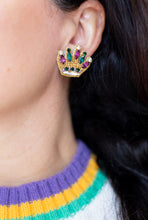 Load image into Gallery viewer, Mardi Gras Crown Stud Earrings | Low Stock!