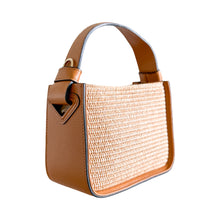 Load image into Gallery viewer, Caterina Raffia and Leather Handbag | Cognac