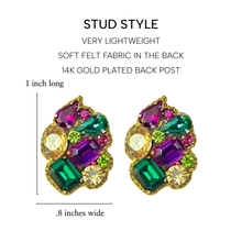 Load image into Gallery viewer, Eva Crystal Cluster Earrings | Mardi Gras Edition