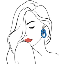 Load image into Gallery viewer, Nantucket Raffia Earrings | Denim Blue & White | Pre-order