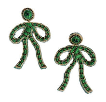 Load image into Gallery viewer, Coquette Embroidered Earrings | Green