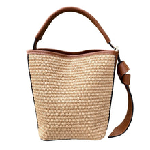Load image into Gallery viewer, Julia Raffia and Leather Handbag | Brown