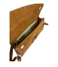 Load image into Gallery viewer, Romina Suede Clutch & Crossbody Bag | Camel