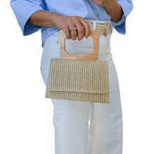 Load image into Gallery viewer, Raffia Wooden Handle Handbag | Beige