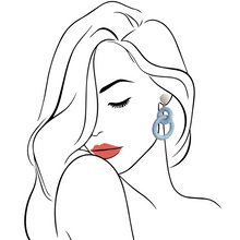Load image into Gallery viewer, Nantucket Raffia Earrings | Carolina Blue & White
