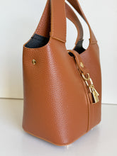 Load image into Gallery viewer, Cora Lock Leather Handbag | Cognac