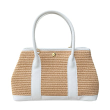 Load image into Gallery viewer, Amèlia Raffia and Leather Handbag | White