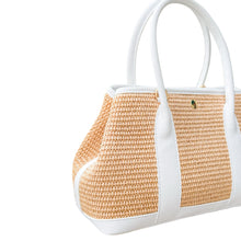 Load image into Gallery viewer, Amèlia Raffia and Leather Handbag | White