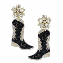 Load image into Gallery viewer, Black Cowgirl Boot Earrings