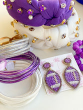 Load image into Gallery viewer, Purple/Lavender Beaded GameDay Football Earrings