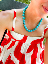 Cargar imagen en el visor de la galería, Turquoise Gemstone Knotted Necklace | 14mm