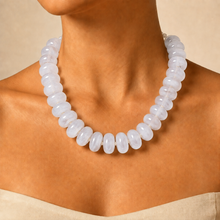 Load image into Gallery viewer, Rondelle Chunky Resin Bead Statement Necklace | White
