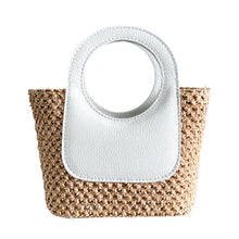 Load image into Gallery viewer, Arianna Raffia and Leather Handbag | White