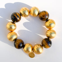 Load image into Gallery viewer, Tiger's Eye & Brushed Gold Chunky Beaded Stretch Bracelet