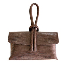 Cargar imagen en el visor de la galería, Wristlet Leather Handbag | Espresso Snakeskin