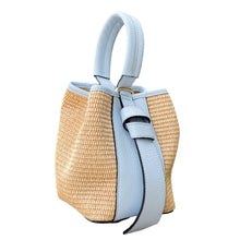 Load image into Gallery viewer, Julia Raffia and Leather Handbag | Light Blue