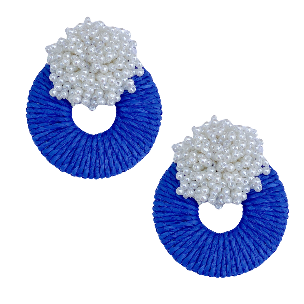 Mia Raffia Earrings | Royal Blue