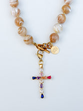 Load image into Gallery viewer, Multicolored Stones Cross Charm Pendants