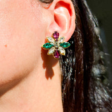 Cargar imagen en el visor de la galería, Mardi Gras Crystal Fleur Earrings