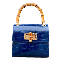 Load image into Gallery viewer, Gisele Bamboo Handle Handbag | Navy Blue
