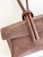 Cargar imagen en el visor de la galería, Wristlet Leather Handbag | Espresso Snakeskin