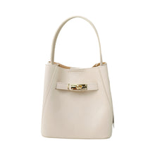Cargar imagen en el visor de la galería, Ginevra Turn-Lock Leather Bucket Bag | Ivory
