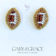 Load image into Gallery viewer, Brown GameDay Football Dainty Stud Earrings