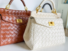 Load image into Gallery viewer, Serafina Braided Leather Handbag | Ivory