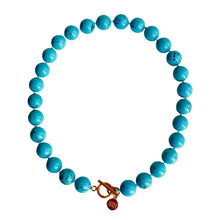 Load image into Gallery viewer, Turquoise Gemstone Knotted Necklace | 14mm