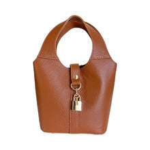 Load image into Gallery viewer, Cora Lock Leather Handbag | Cognac
