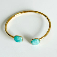 Cargar imagen en el visor de la galería, Arianna Semiprecious Stones Bangle Bracelet | Amazonite