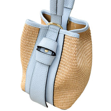 Load image into Gallery viewer, Julia Raffia and Leather Handbag | Light Blue