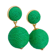 Load image into Gallery viewer, Lantern Raffia Earrings | Kelly Green