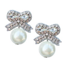 Load image into Gallery viewer, Collette Bow & Pearl Earrings
