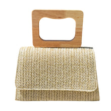 Load image into Gallery viewer, Raffia Wooden Handle Handbag | Beige
