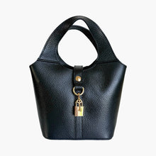 Load image into Gallery viewer, Cora Lock Leather Handbag | Black
