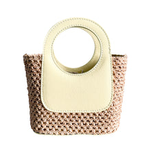 Load image into Gallery viewer, Arianna Raffia and Leather Handbag | Butter Yellow